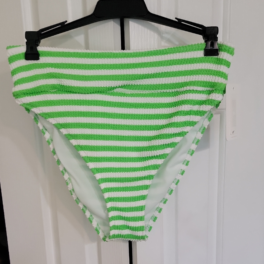 Gianni Bini Green and White Bikini Bottom L